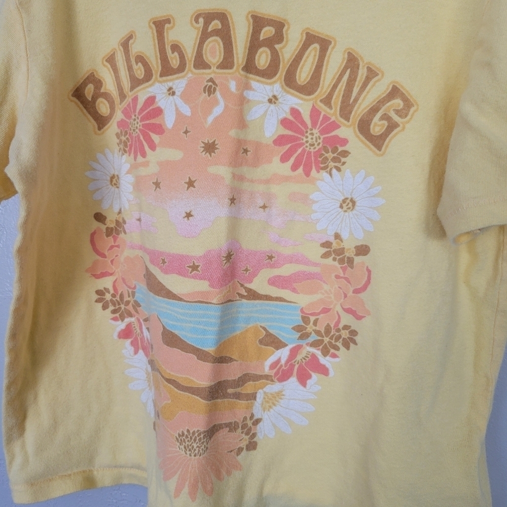 Billabong Little Girls XS Yellow Short Sleeve T-shirt Graphic Tee Sunset Flowers - Picture 4 of 4